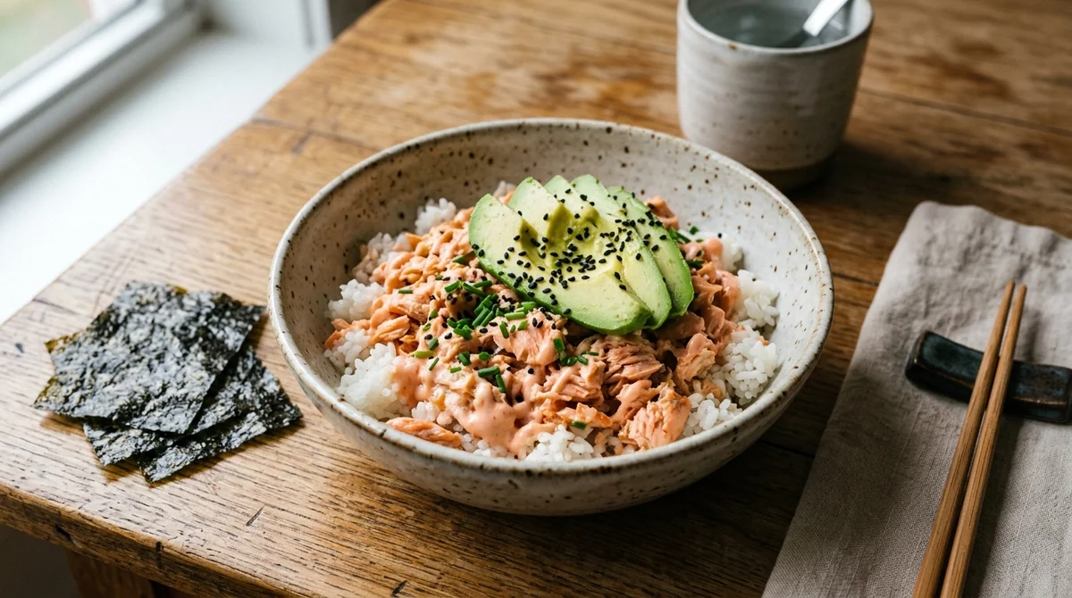 Foto referencial de Bowl de salmón y arroz