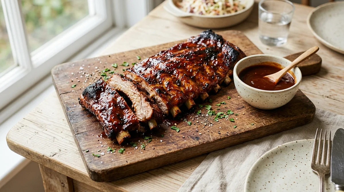 Foto referencial de Costillas de cerdo BBQ al horno