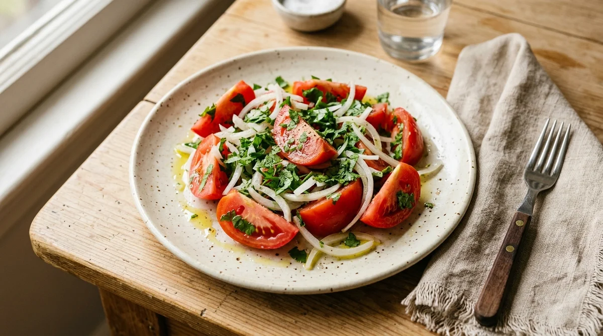 Foto referencial de Ensalada chilena (tomate y cebolla)