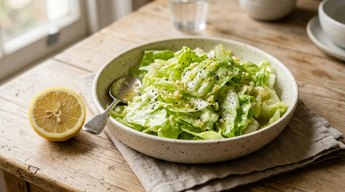 Foto referencial de Ensalada de lechuga con ajo y limón