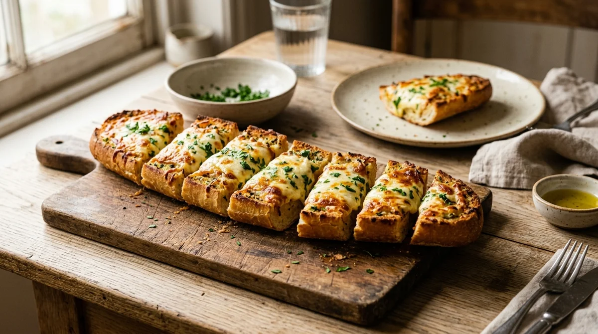Foto referencial de Pan de ajo con queso en airfryer