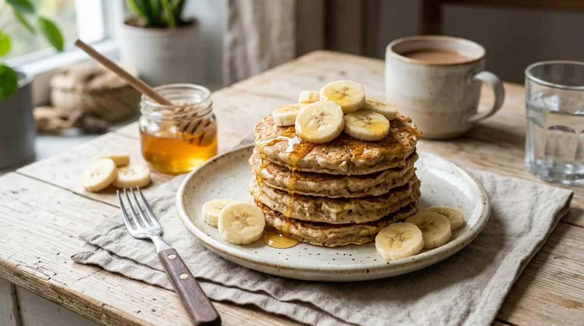 Foto referencial de Panqueques de avena y plátano (3 ingredientes)