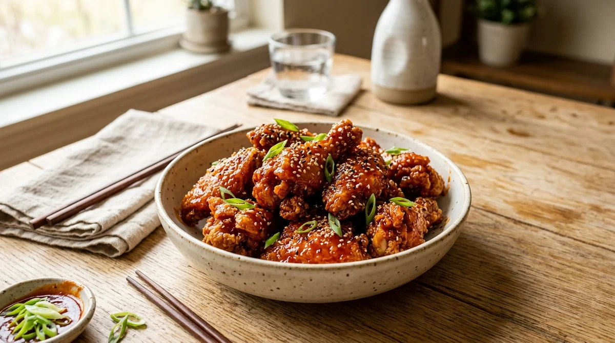 Foto referencial de Pollo coreano crujiente en airfryer